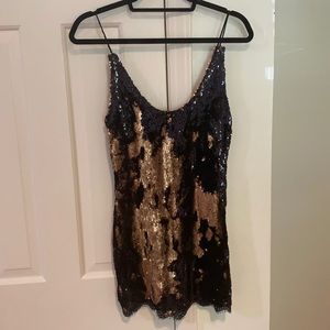 Free People gold and black sequin dress